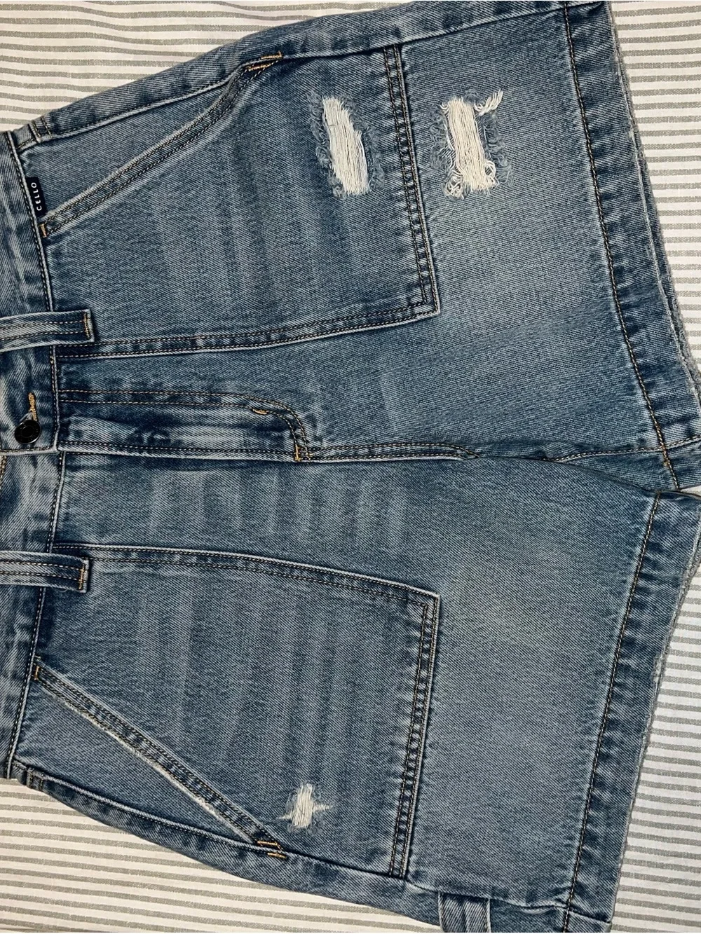 Cello Blue Distressed Denim Shorts